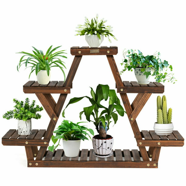 Small Medium Potted Holder Wood Plant Stand Indoor Outdoor Multiple Flower Rack 